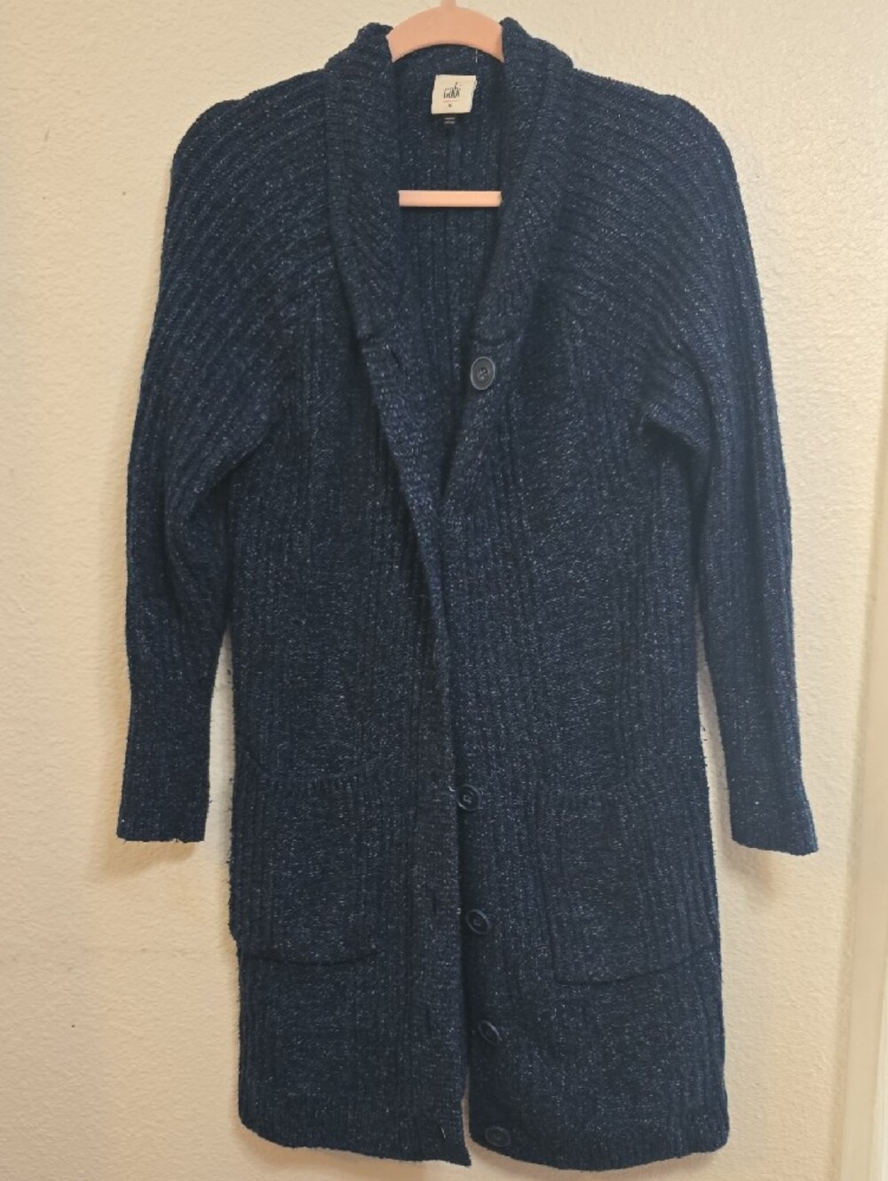 CAbi Navy Ribbed Long Button Cardigan - Picture 3 of 6